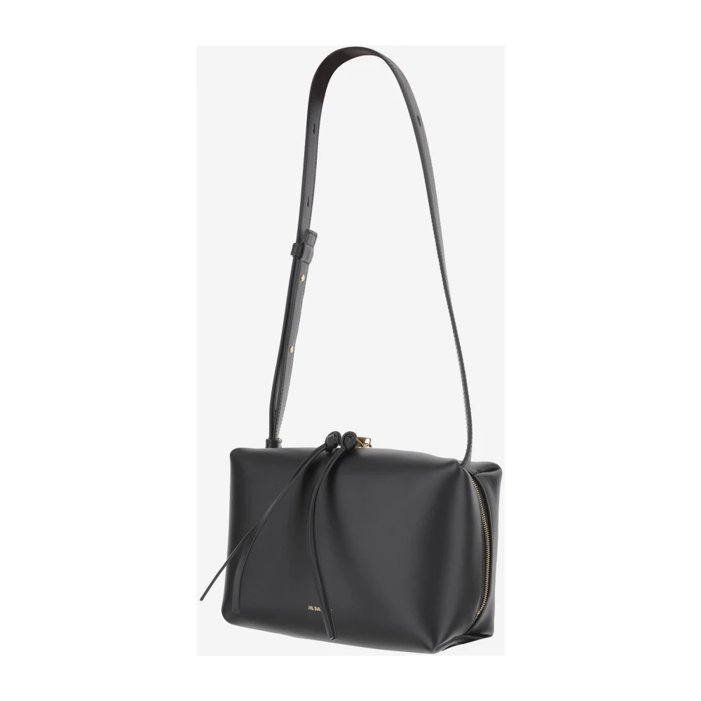 Jil Sander Leren Crossbody Tas met Dubbele Rits Black Dames