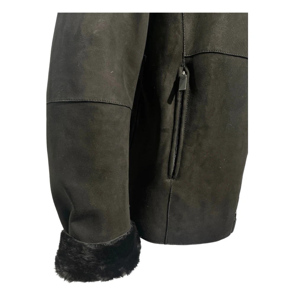 Emporio Armani Zwarte Shearling Ritsjas Aw24 Black Heren