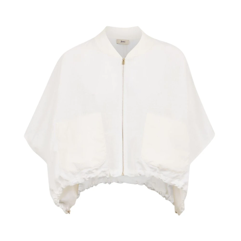 Herno Vrouw Wit Jassen Dames, S, Linnen, Kimono Bomberjack