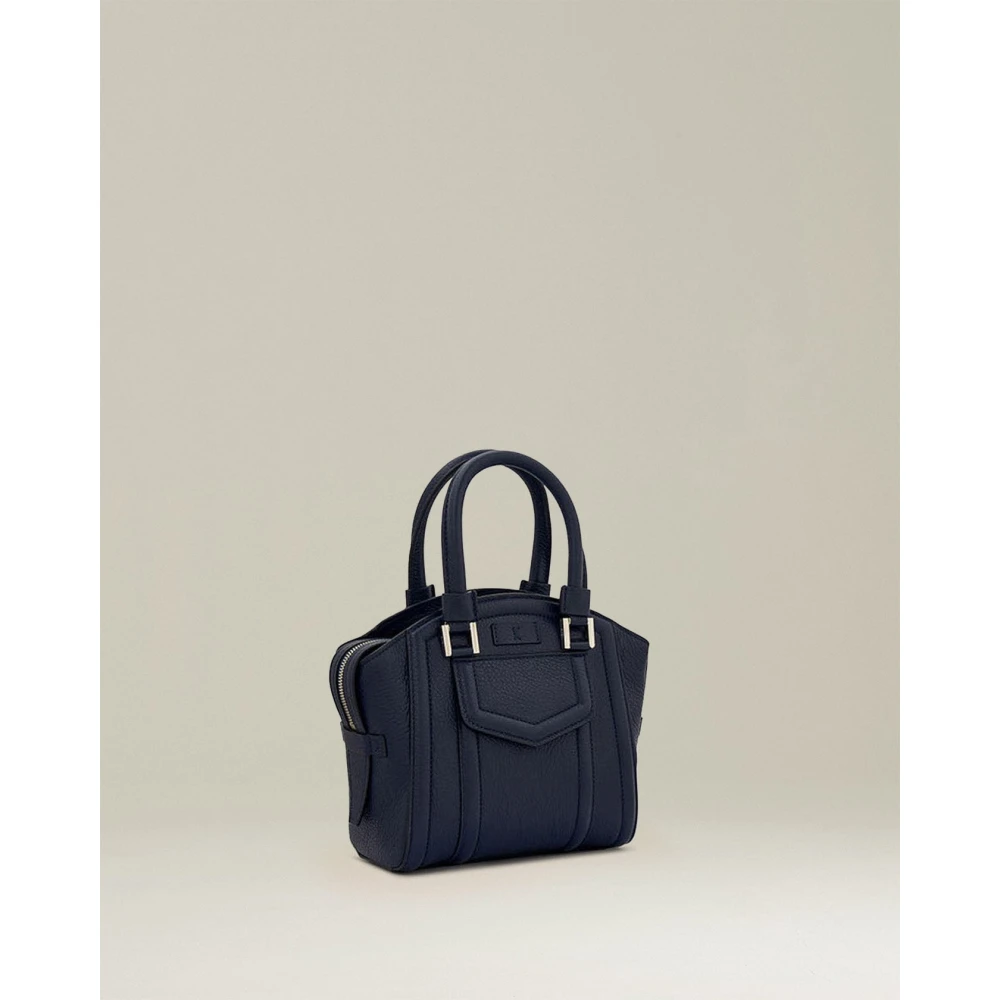 Kiton Boterzachte Mini Karla Leren Tas Blue Dames
