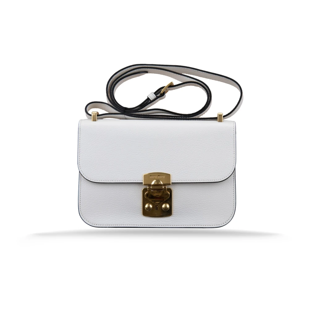 Miu Miu Women's White Leather Shoulder Bag Snap Closure