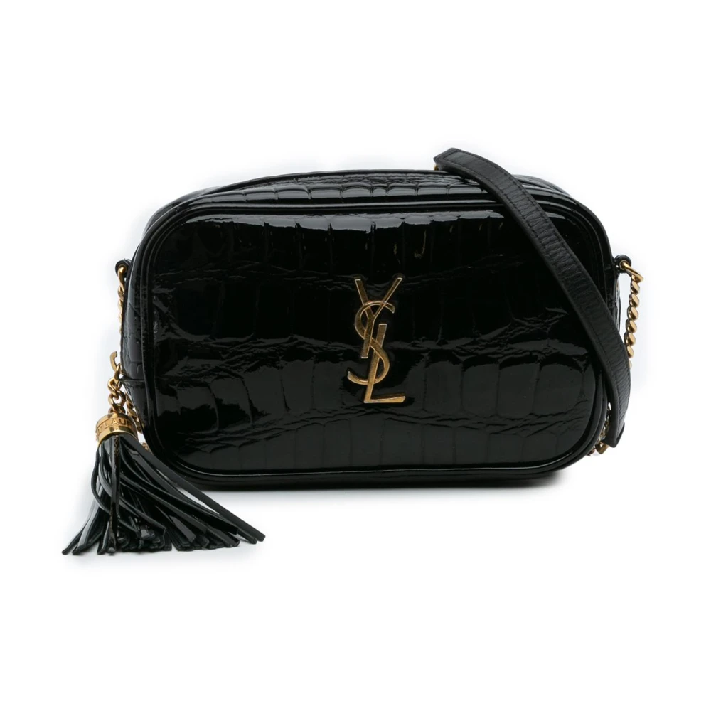 Saint Laurent Vintage Women's Black Pre-Owned Camera Bag With Tassel