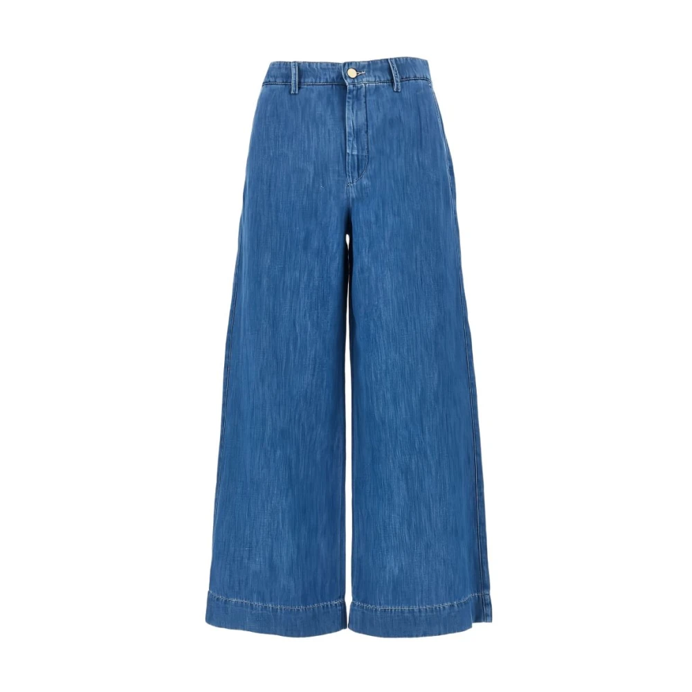 Max Mara Vrouw Blauw Jeans Dames, 2XS, Katoen, Astice Wide Jeans