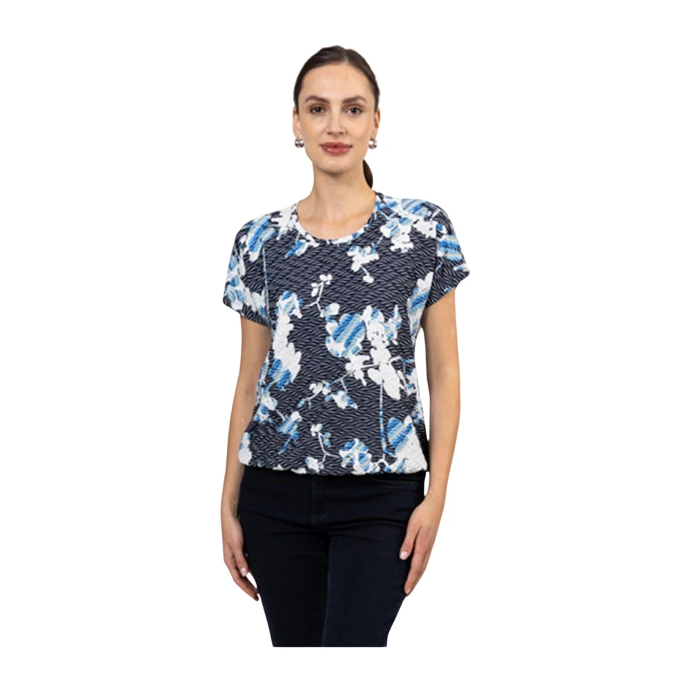 Roberto sarto Blouson O-Neck Navy-White-Cornflower Flower Multicolor Dames