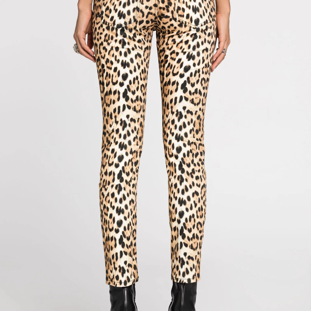 Roberto Cavalli Jaguar Print Skinny Jeans Brown Dames