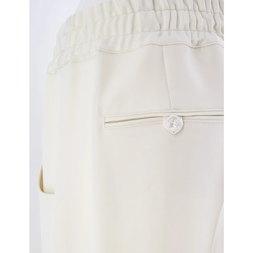 Kiton Zijden Op Maat Gemaakte Sportieve Loszittende Broek Beige Dames