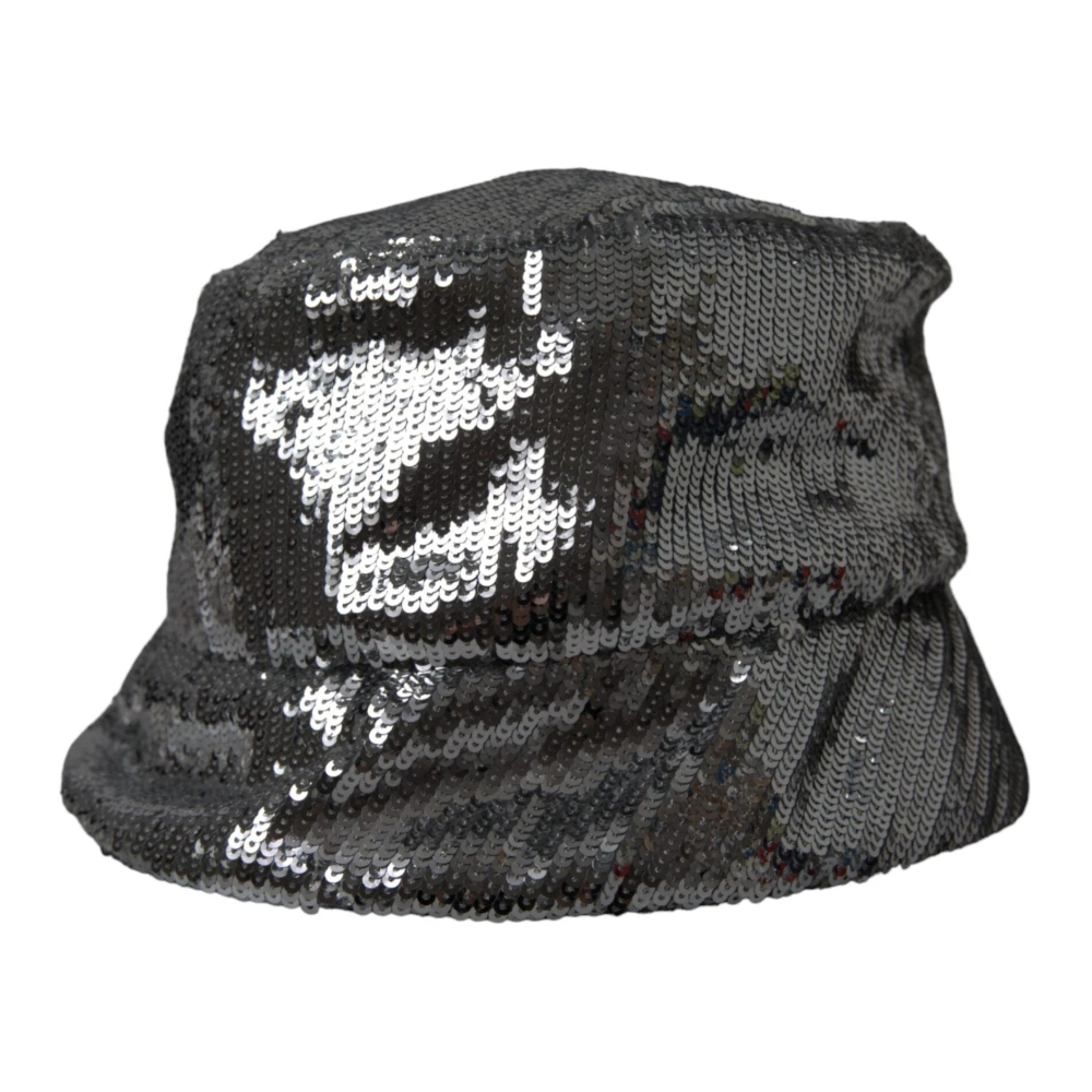 Dolce & Gabbana Zilveren Pailletten Bucket Cap Gray Heren
