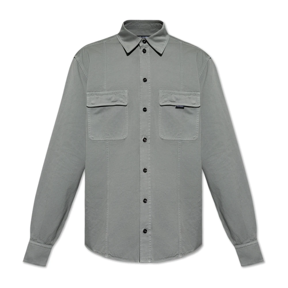 Dolce & Gabbana Casual Katoenen Overhemd in Blauw Gray Heren