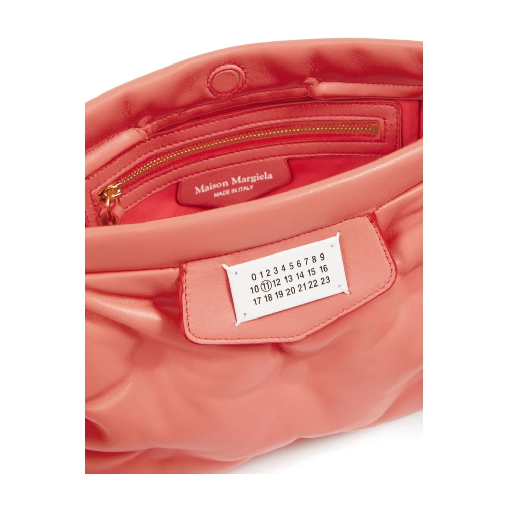 Maison Margiela Koraalrode schoudertas met logo Pink Dames