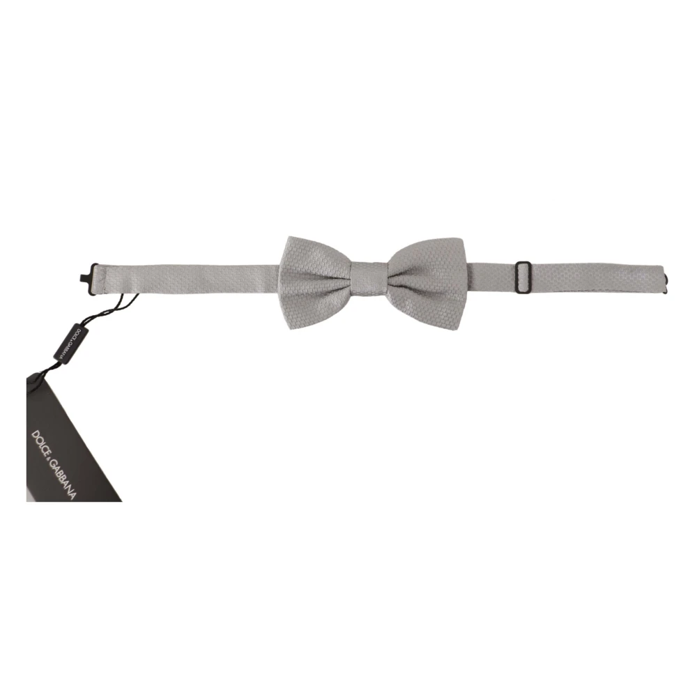 Dolce & Gabbana Elegante Grijze Zijden Vlinderdas Gray Heren