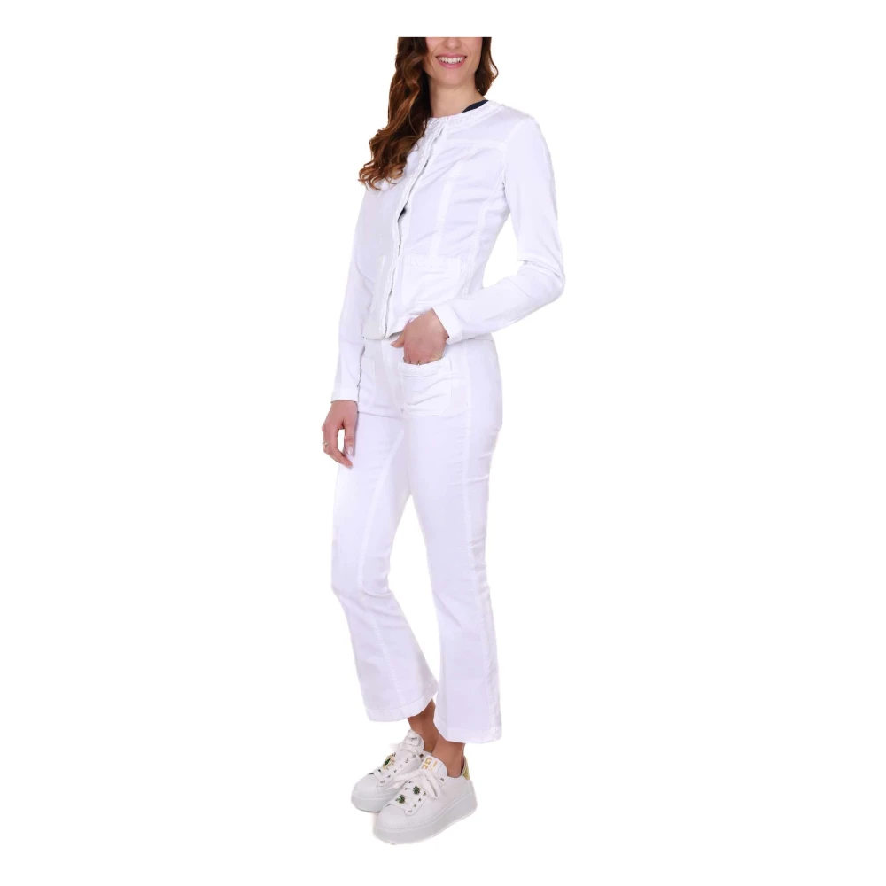 Liu Jo Witte Denim Jack met Vlechtdetails White Dames