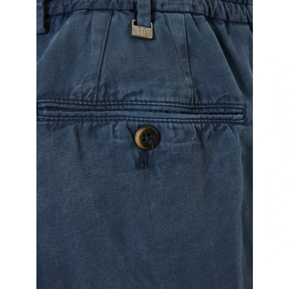 PT Torino Linnenmix Broek Gemaakt in Italië Blue Heren