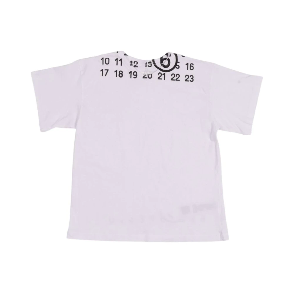 Mm6 Maison Margiela Men's White Crewneck T-Shirt With Numeric Print