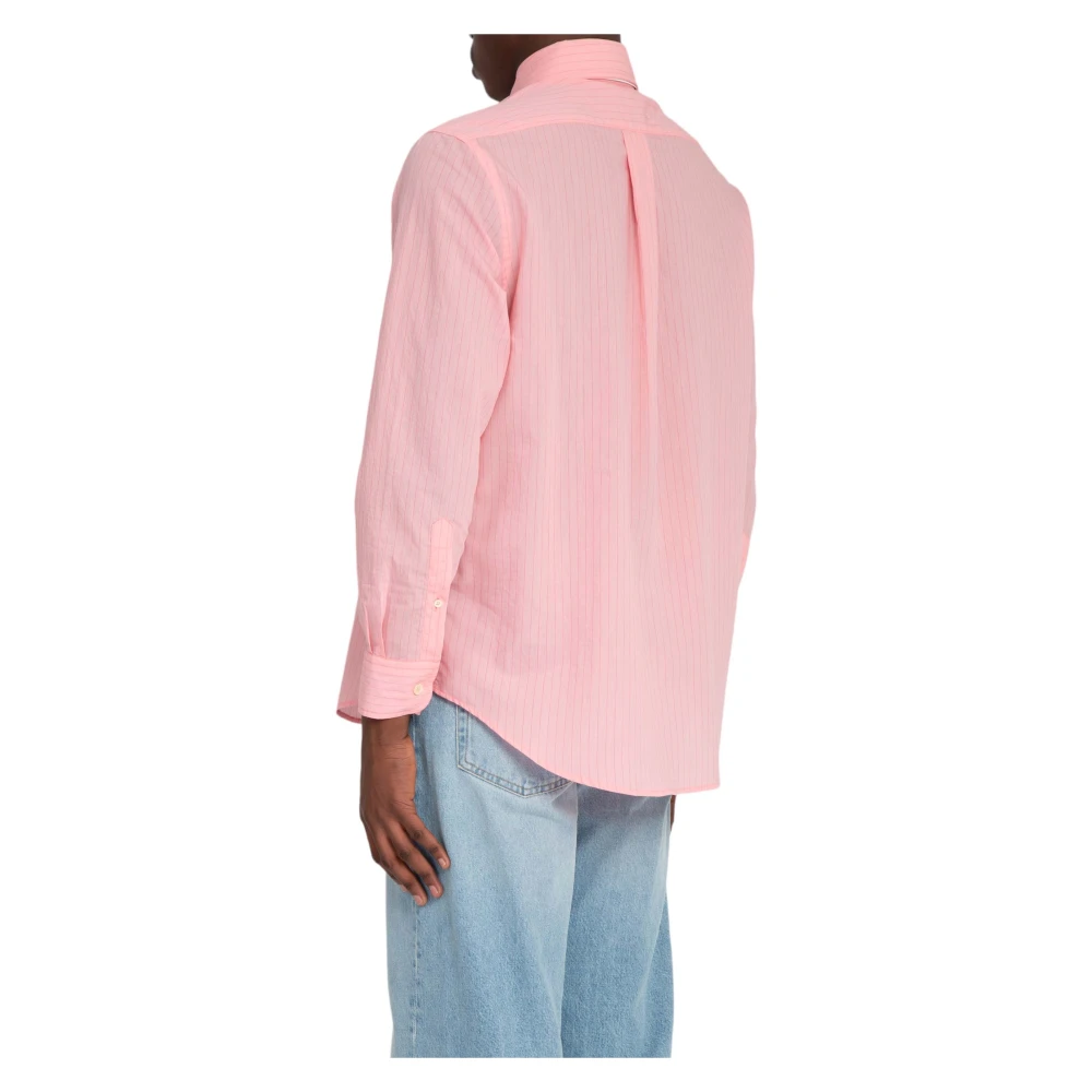 Sunflower Gestreepte Button Down Shirt Pink Heren
