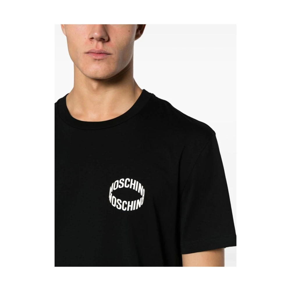 Moschino Organisch Katoenen Logo Print T-shirt Black Heren