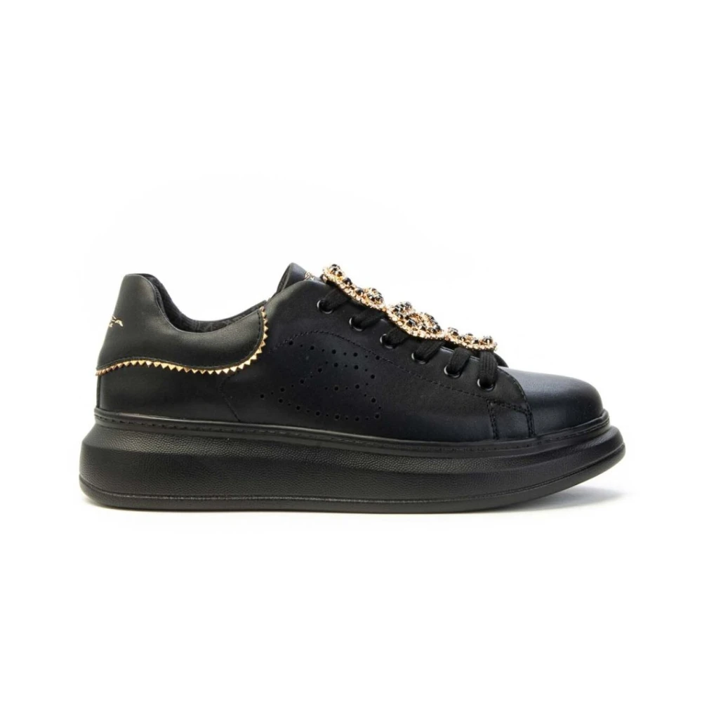 Tosca Blu Juliette Snake Sneaker met Strass Accessoire Dames Schoenen Zwart