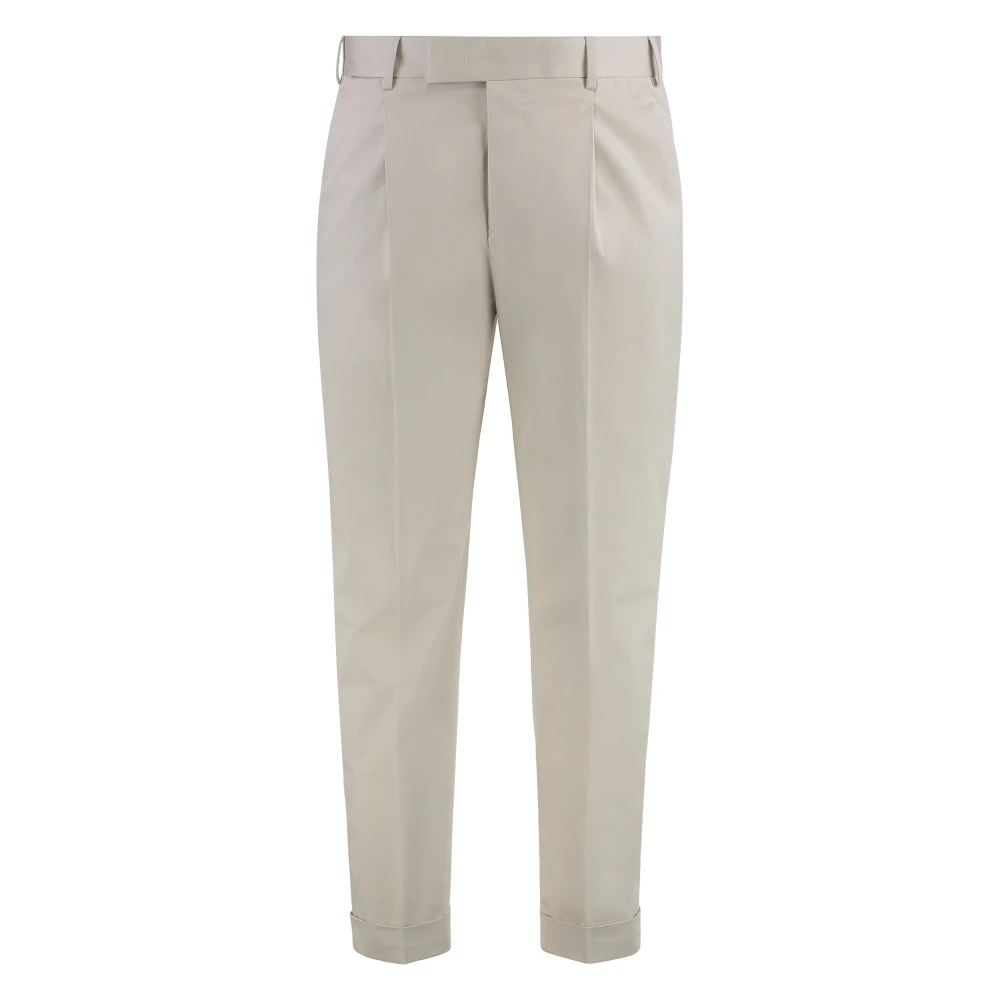 PT Torino Katoenen broek met omgeslagen zoom Beige Heren