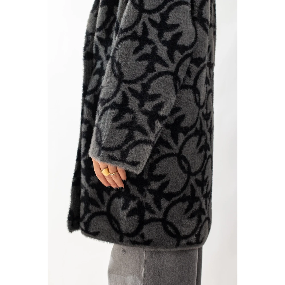 pinko Monogram Faux Fur Coat Gray Dames