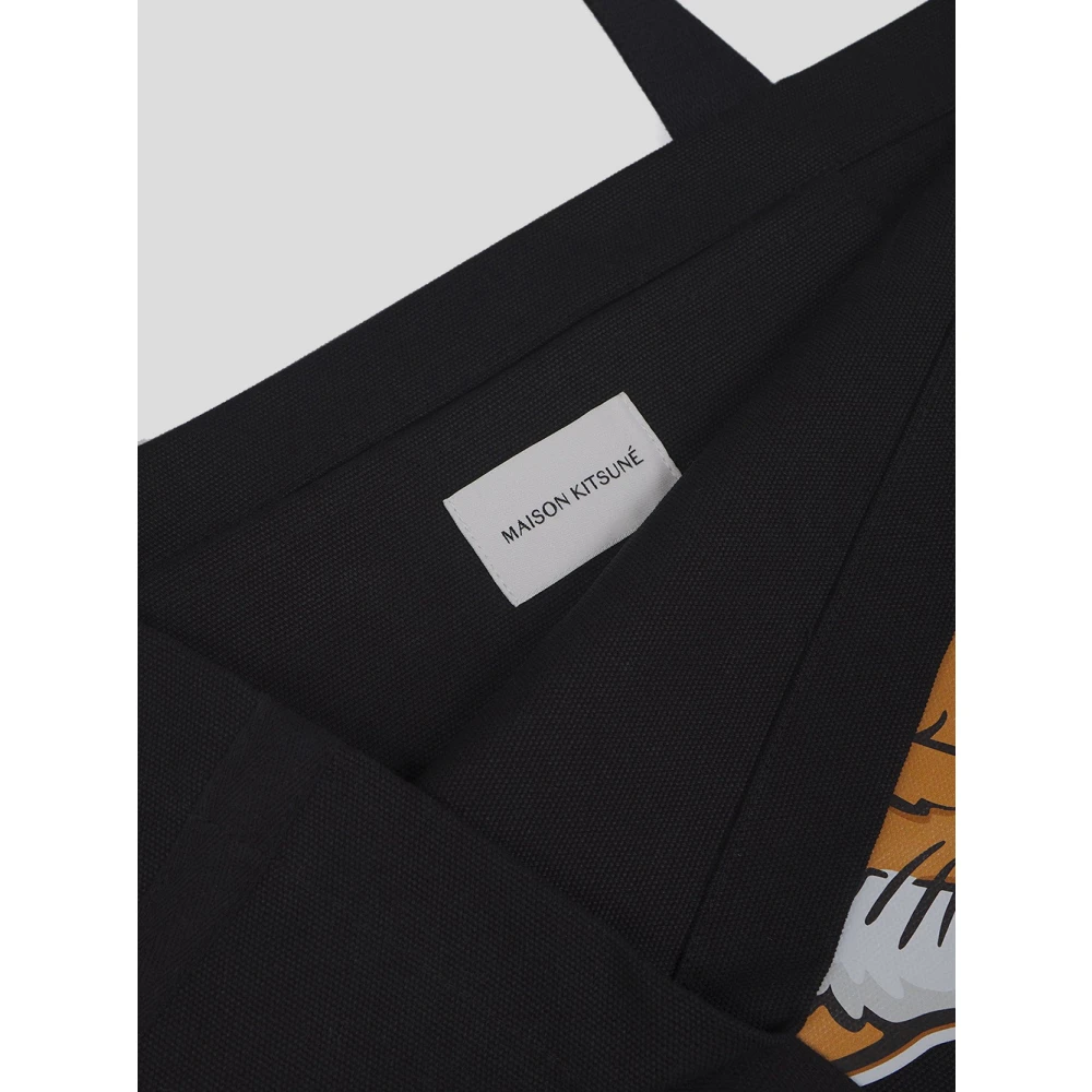 Maison Kitsuné Katoenen Tote Bag voor Mannen Black Heren