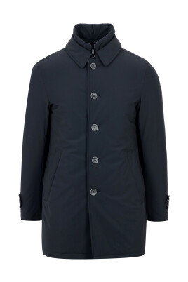 KUDORO Heren Winterjassen Gewatteerde Enkelrijs Buitenkleding Dikke Trench Wolmengsel Peacoat met Capuchon, legergroen, M