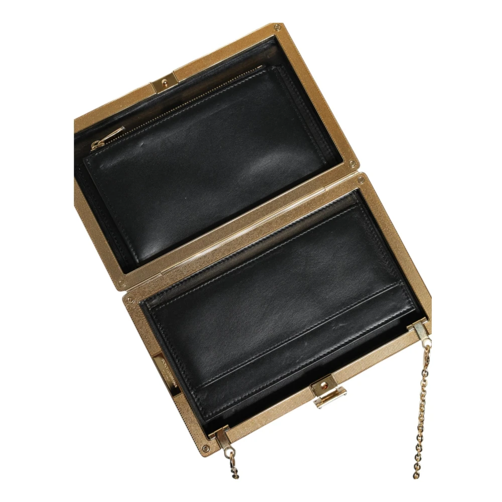Dolce & Gabbana Gouden Frame Mini Crossbody Tas met Kaartsleuven Brown Dames