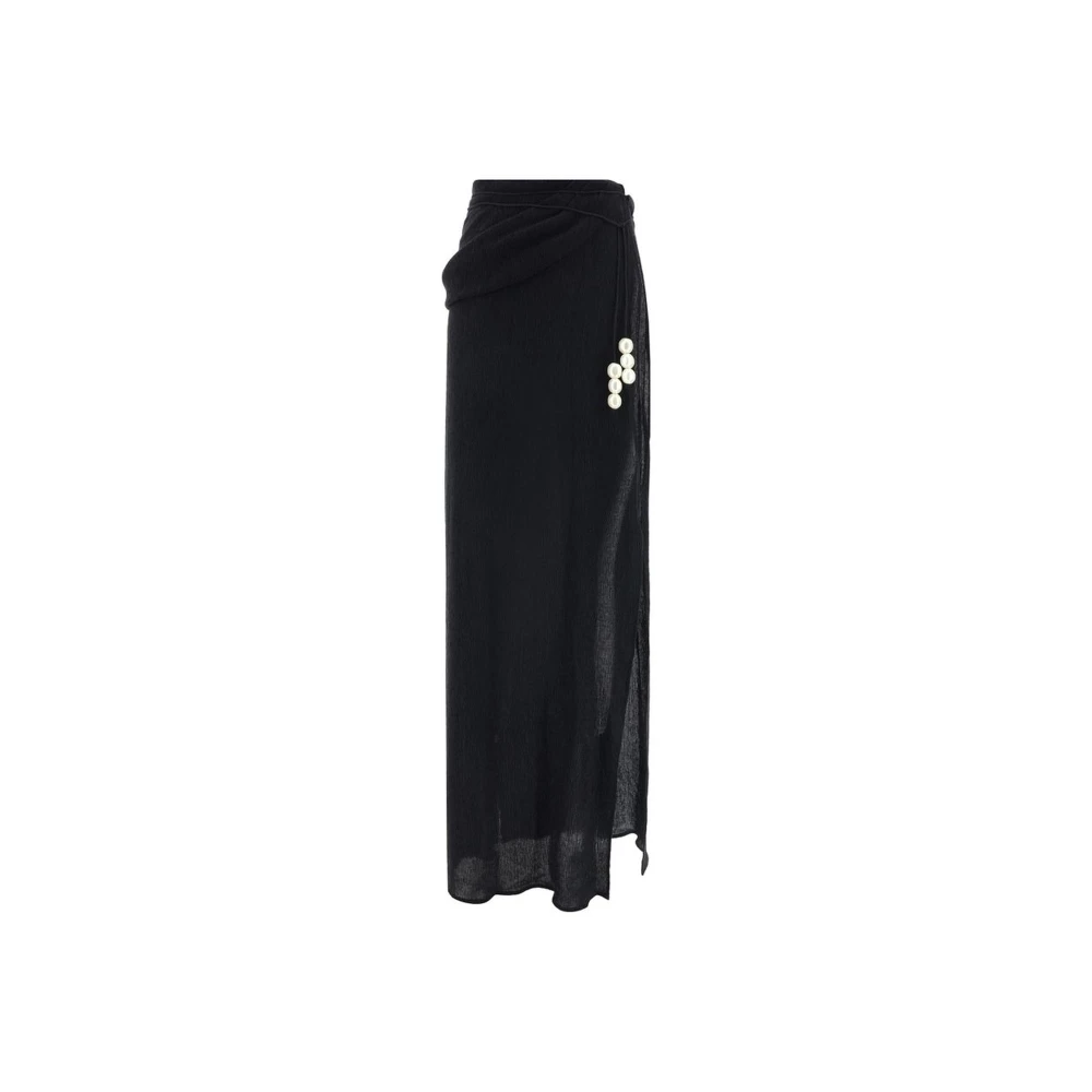 Magda Butrym Parel Detail Geknoopte Taille Lange Rok Black Dames