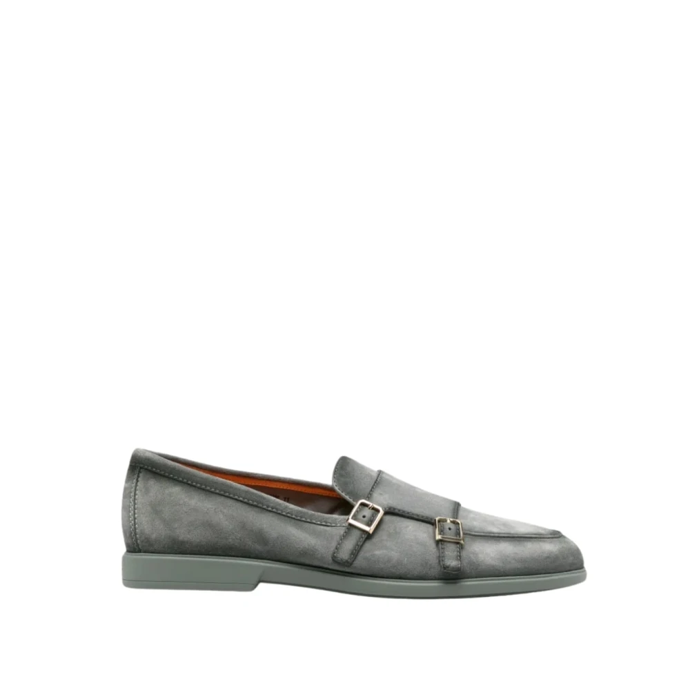 Santoni Gray Loafers, Male, 9 Uk, Double-Buckle Loafers