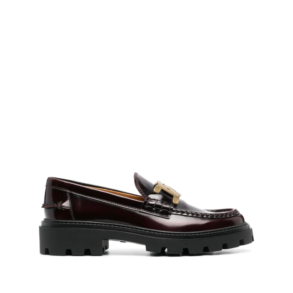 TOD'S Bruine Leren Loafers met Hak Brown Dames