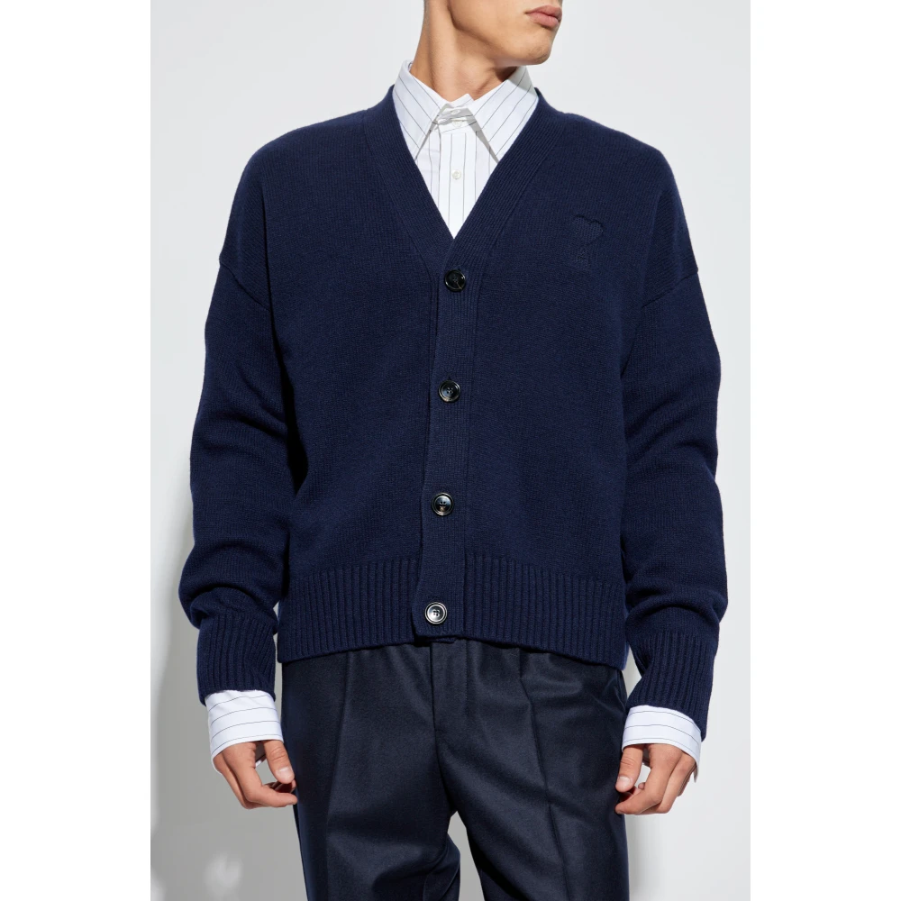 Ami Paris Wollen Vest Blue Heren