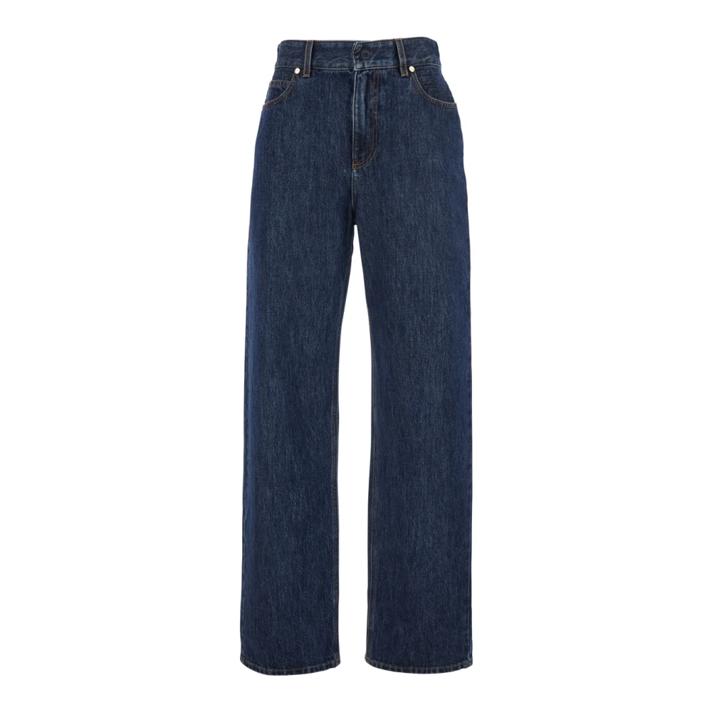 Fendi Blue Long Jeans - Female - Straight Fit Jeans - 2XS - Jeans