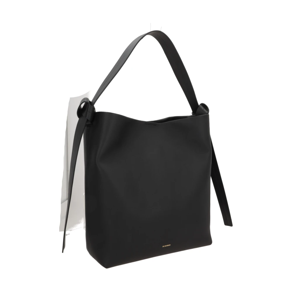 Jil Sander Zwarte leren hobo tas met magnetische sluiting Black Dames