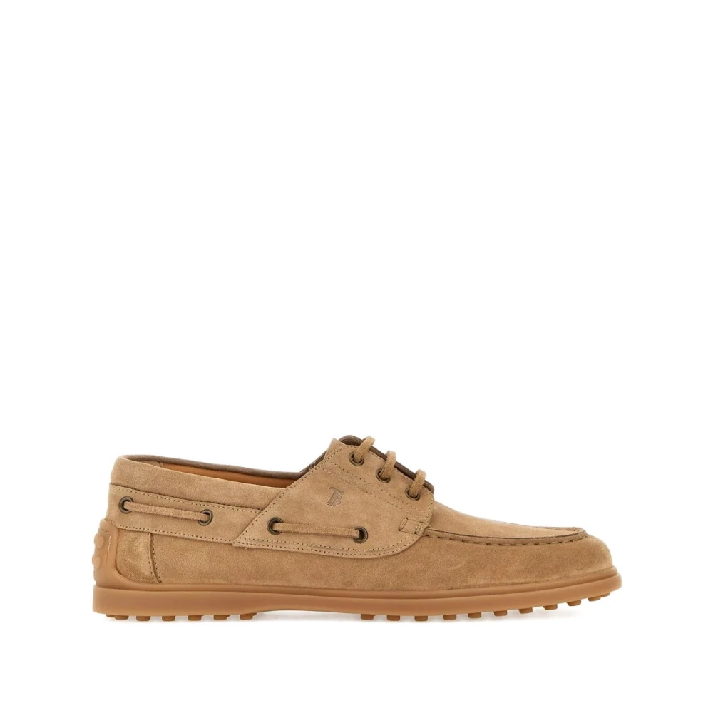 Tod's Men's Brown Boat Shoes, 9 1/2 Uk, Laced Shoes Ss26