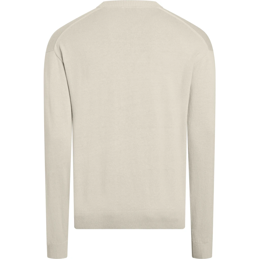 Calvin Klein Beige Sweater Ronde Hals Elastische Manchetten Beige Heren