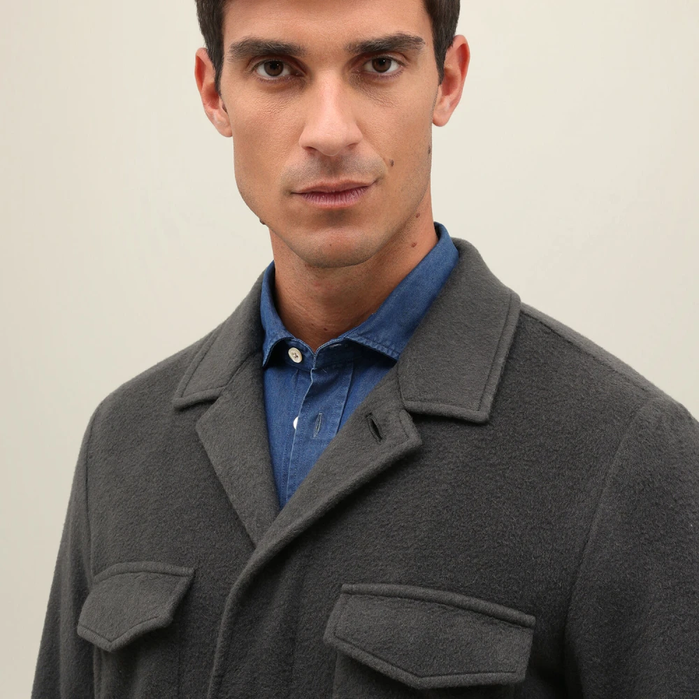 Boglioli Garment Dyed Cashmere Field Jacket Gray Heren