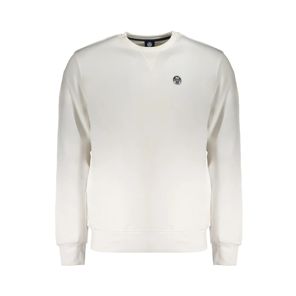 North Sails , Sweatshirts, Male, White, M, Brushed Cotton Sweatshirt With Applique Logo