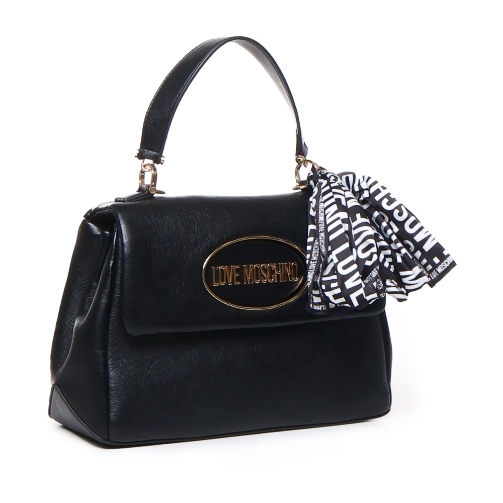Love Moschino Zwarte Handtas met Decoratieve Sjaal Black Dames