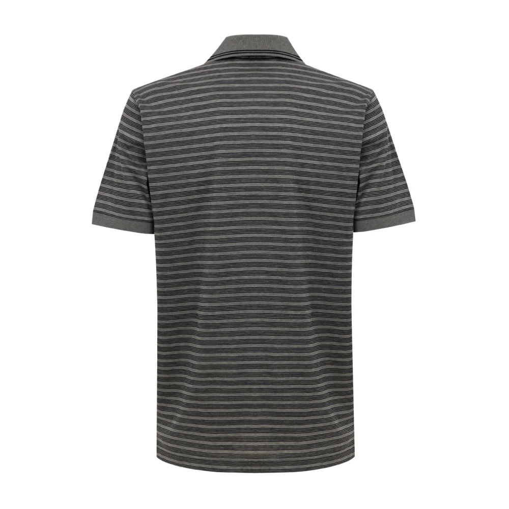 Corneliani Gestreept poloshirt met korte mouwen in grijs Gray Heren