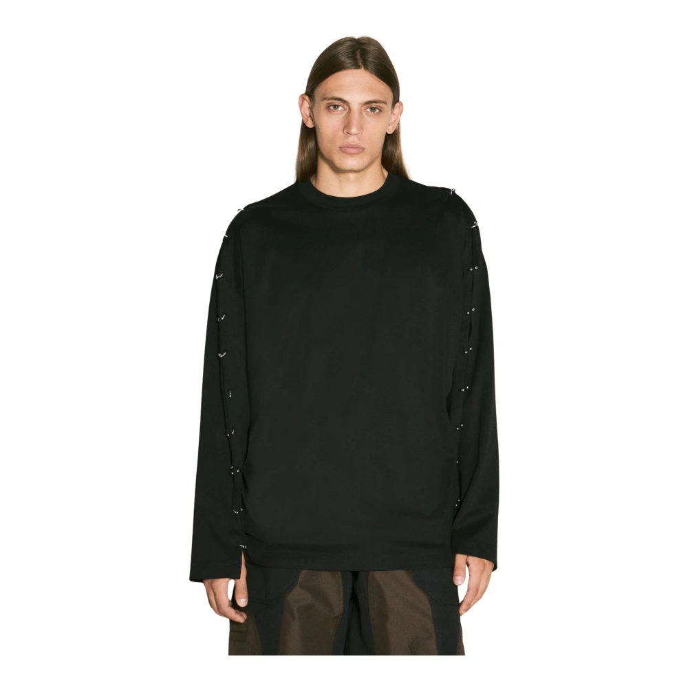 Mugler Katoenen Jersey Pierced T-Shirt Black Heren