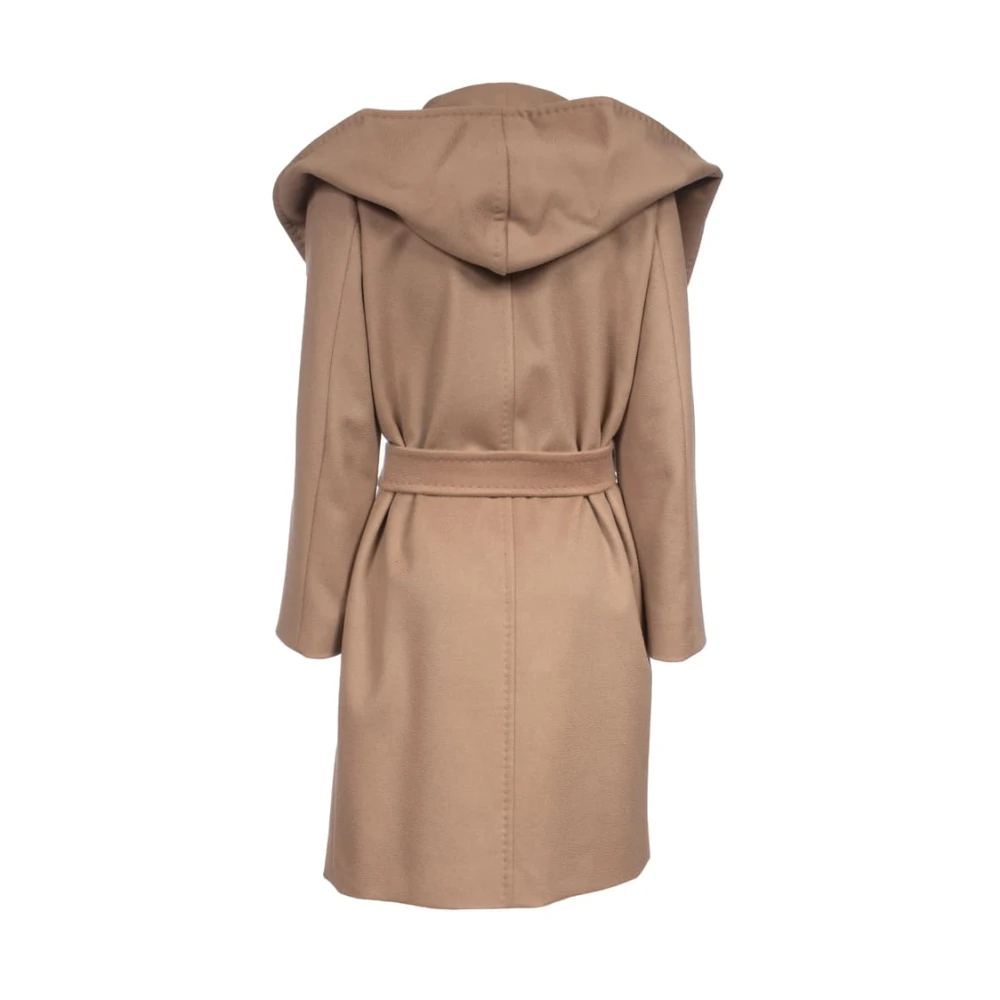 Max Mara Studio Korte wollen wikkeljas met capuchon Brown Dames