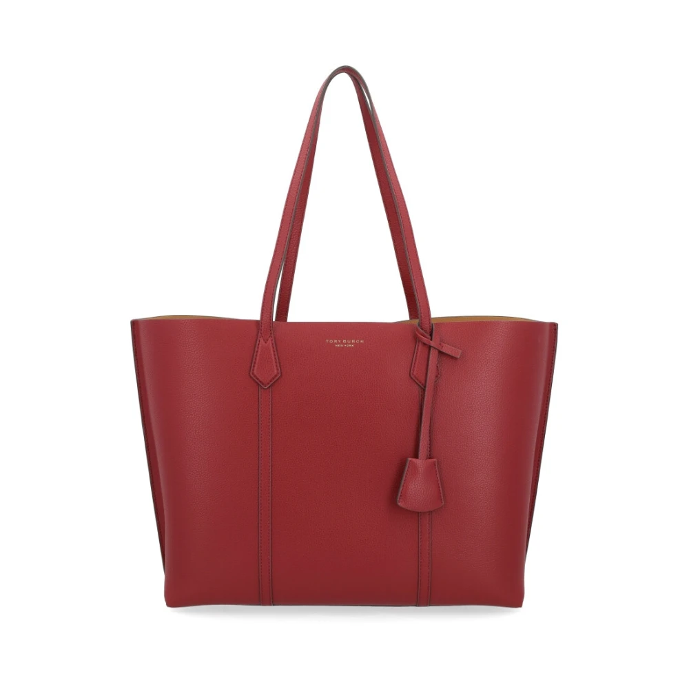 TORY BURCH Rode Gehamerde Leren Perry Triple Schoudertas Red Dames