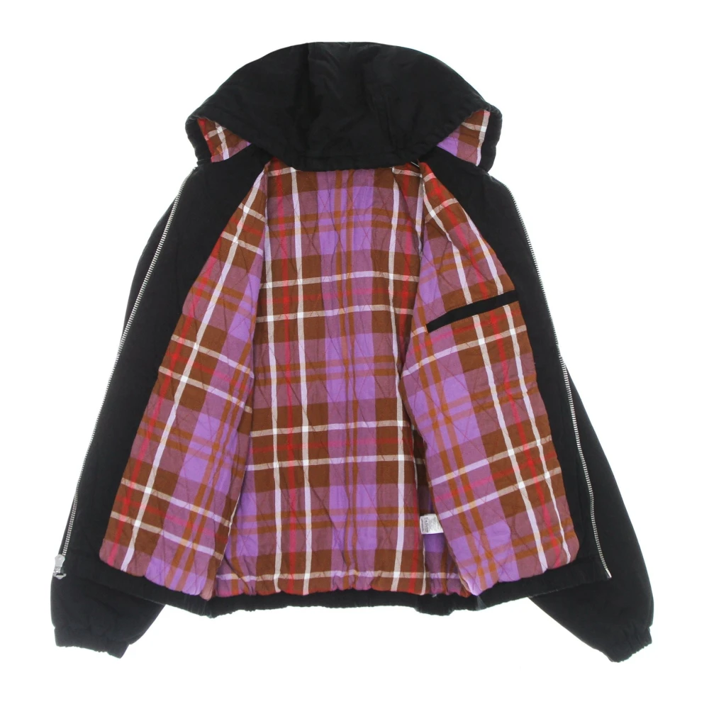 Obey Zwarte Hoodie Jas Katoenen Canvas Flanel Black Heren