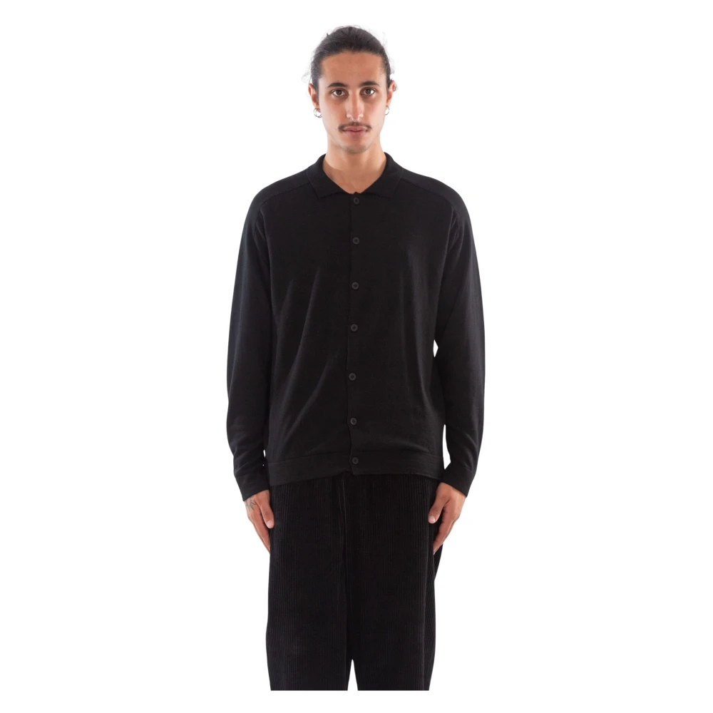 Transit Gebreide losse pasvorm shirt Black Heren