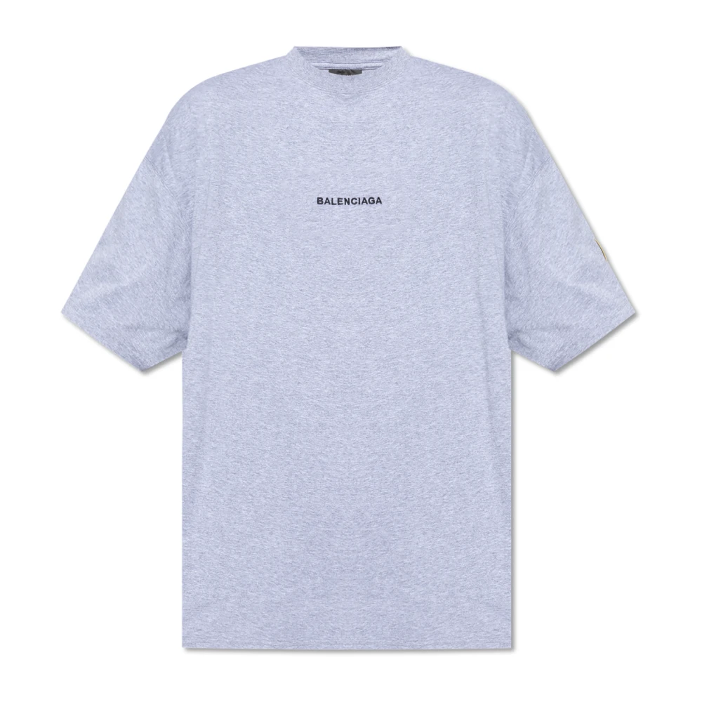 Balenciaga Men's Gray T-Shirts, S, T-Shirt With Logo