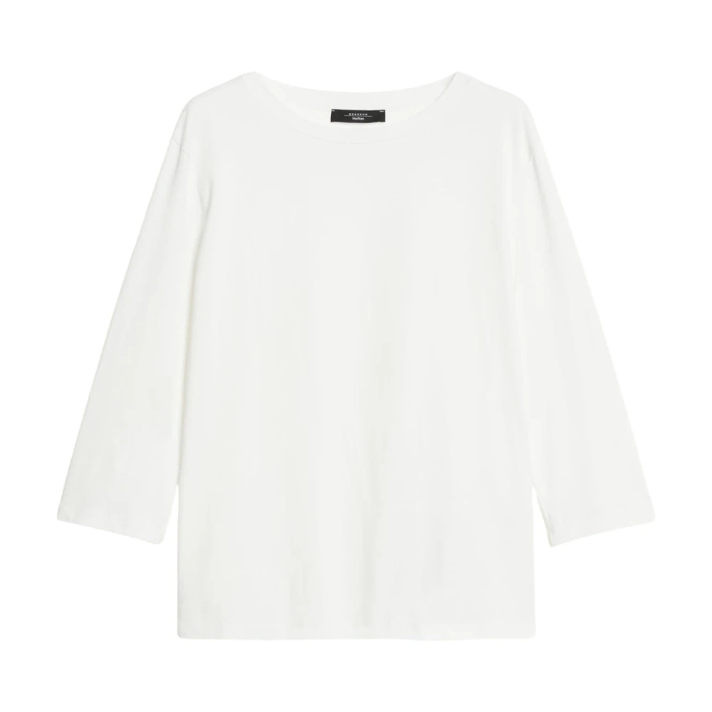 Max Mara Weekend Boothals Katoenen Shirt met Vlinderlogo White Dames