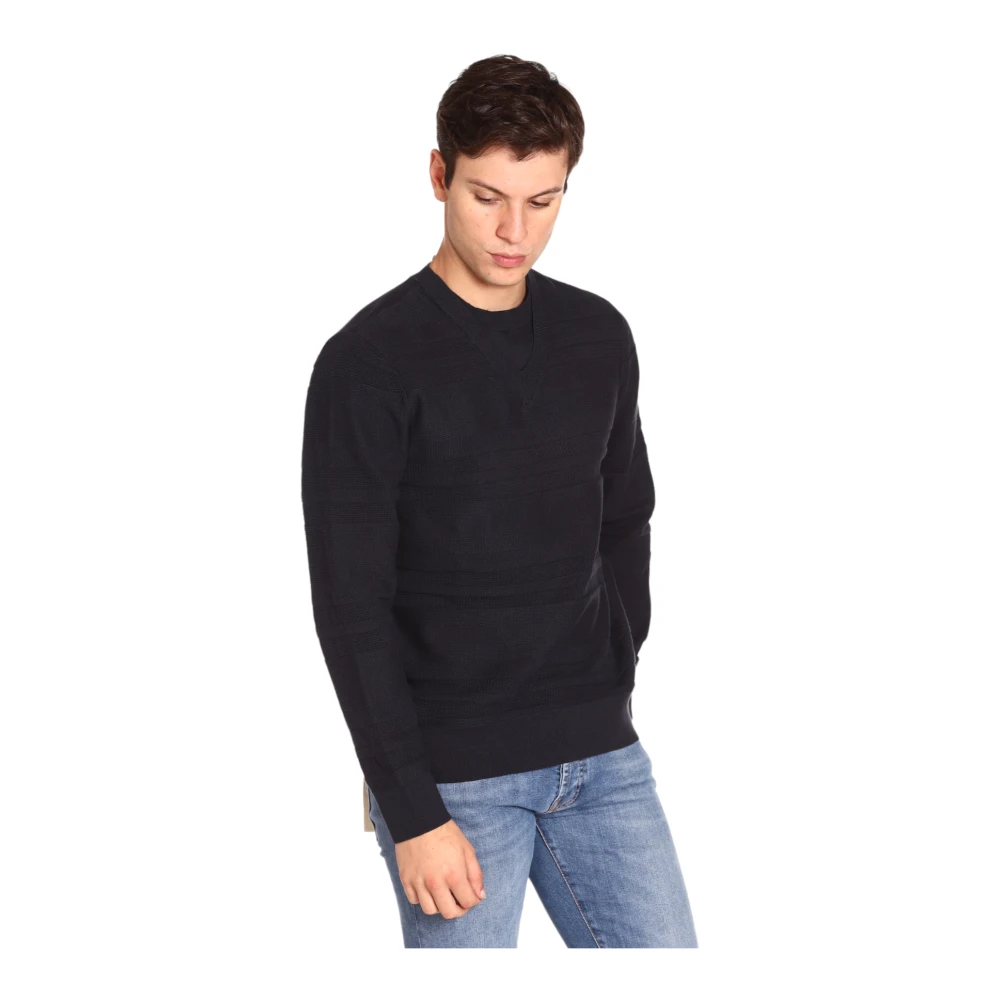 Armani Exchange Blauwe gestreepte trui Casual Chic stijl Blue Heren