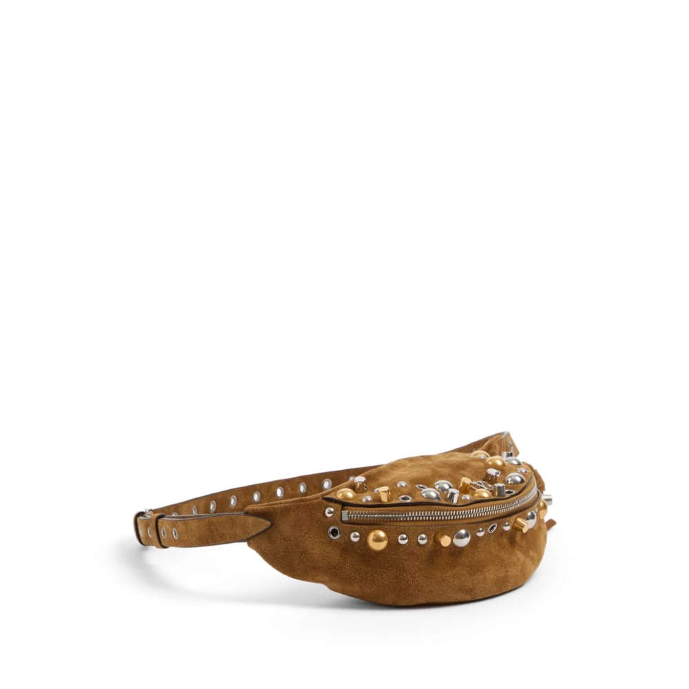Valentino Garavani Beige Suède Schoudertas met Studs Brown Dames