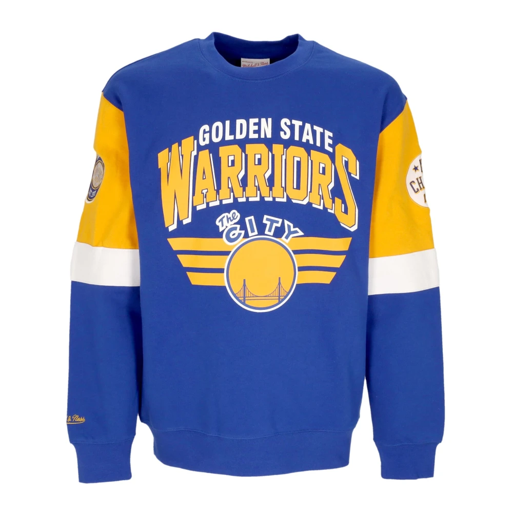 Mitchell & Ness NBA All Over Crew Sweatshirt Blue Heren