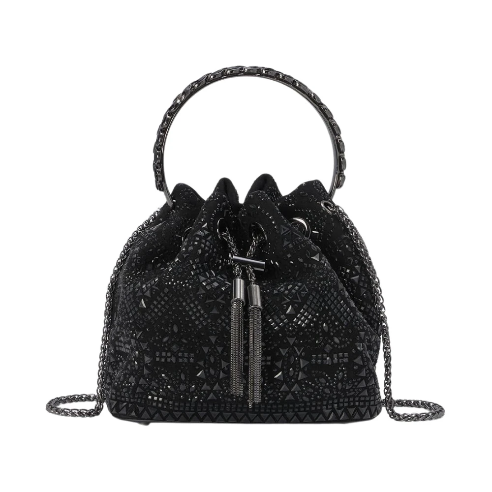 Alma en Pena Rhinestone Clutch Tas Black Dames