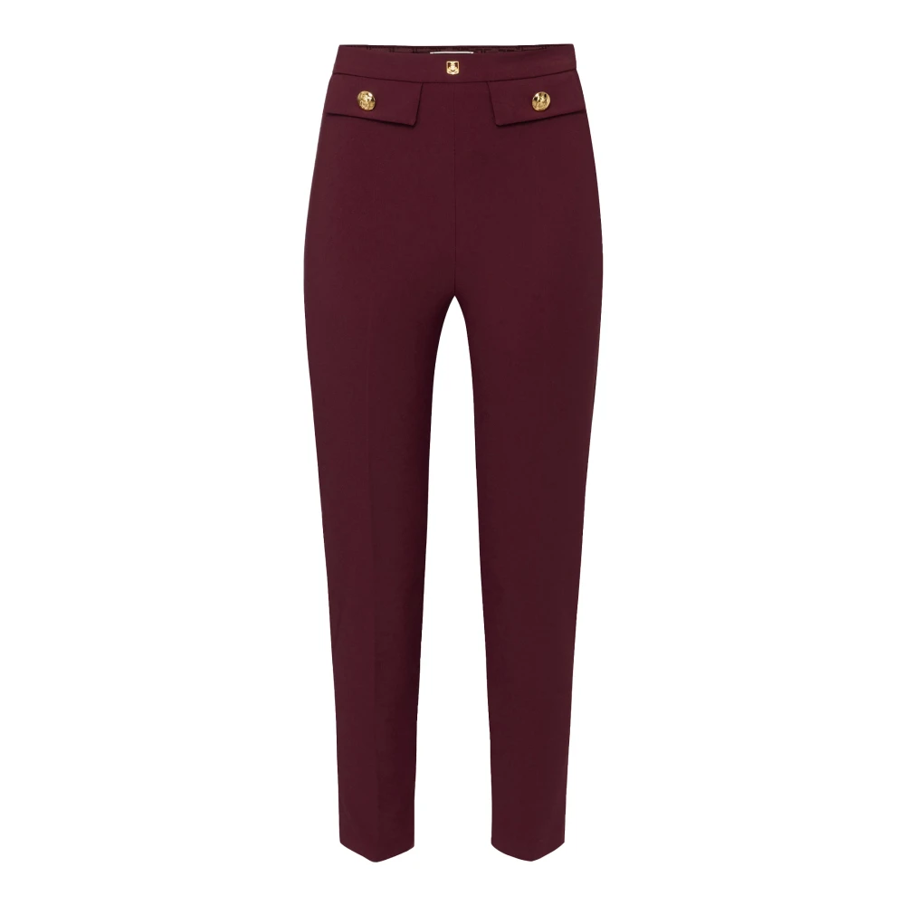 Elisabetta Franchi Anklebroek met gouden knopen Red Dames