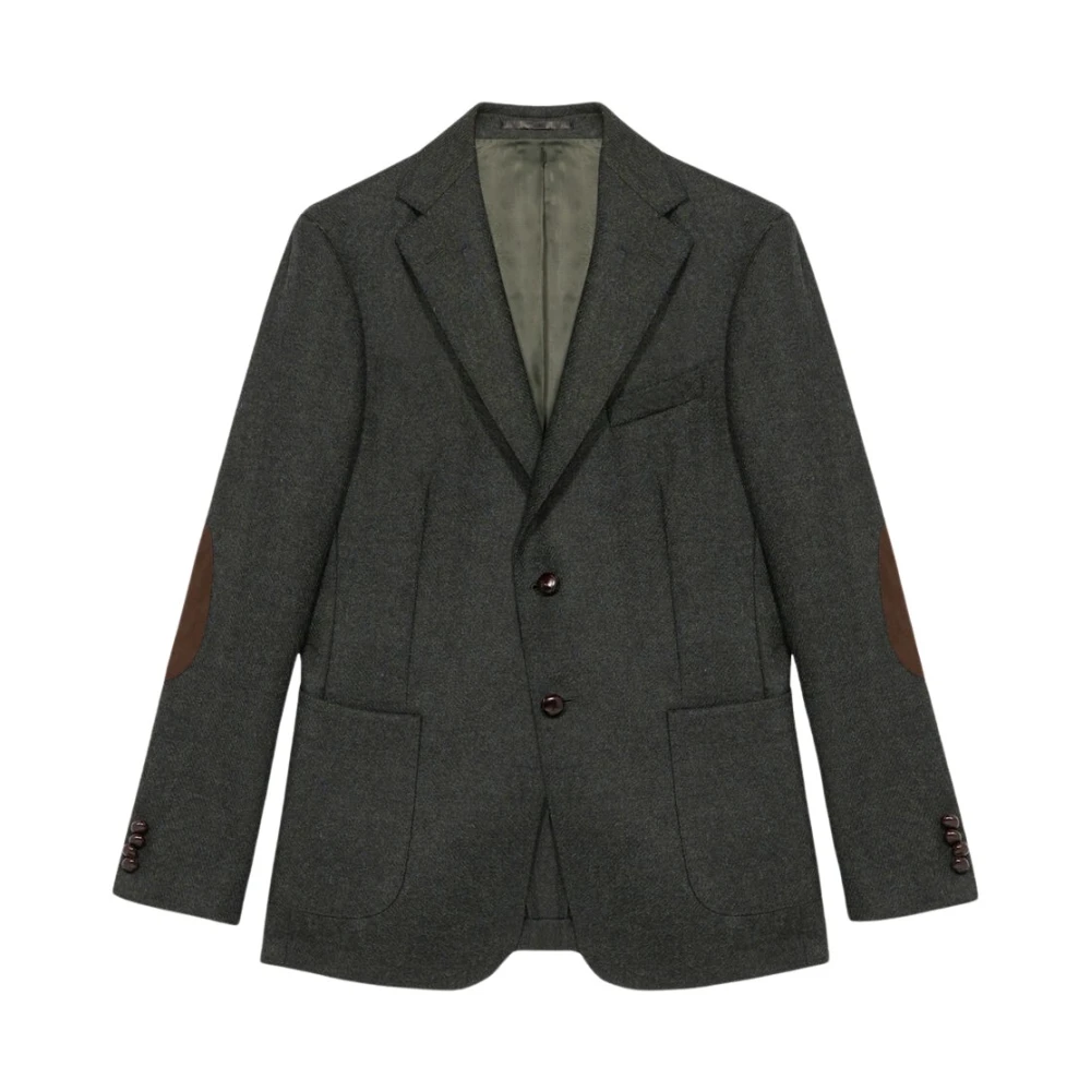 Brooks Brothers Regular Fit wollen blazer met elleboogpatches Green Heren